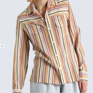 Vanessa Bruno Striped Cotton Western Style Button Up Shirt | S
